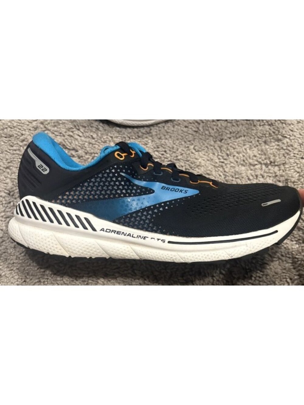 Brooks Adrenaline GTS 22 Athletic Running Shoes Sneakers Men's 8.5 Black Blue